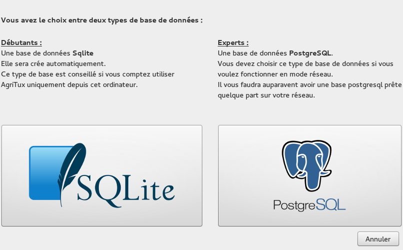 Choix du type de base de données : SQLite ou PostgreSQL